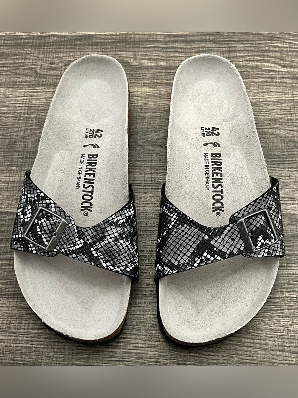 Birkenstock Madrid Python Black Narrow Fit Sandals Women’s -Size 11-11.5